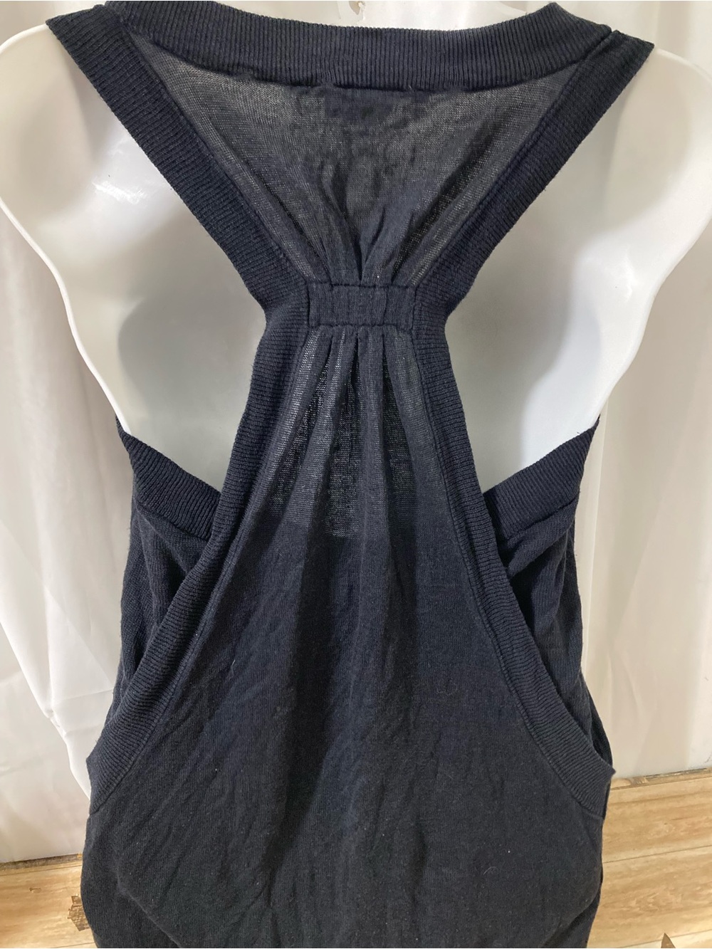 BCBGMaxAzria Black Knit Open Back Tank Top Y2K Minimalist Size M